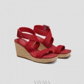  Sandały na koturnie VIVAIA Square-Toe Slingback (Lyla) Sandały Czerwone