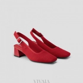  Sandały VIVAIA Square-Toe Block Heels (Melody Slingback) w kolorze czerwonym