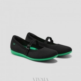  VIVAIA Buty do biegania z okrągłym noskiem (Claire Walker Mary-Jane) Buty płaskie Czarno-zielone