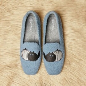  VIVAIA Square Cap Terry Knit Loafers Low Shoes Szaro-niebieski
