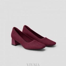 VIVAIA Square-Toe Chunky Heels (Melody) Wysokie Buty Bordeaux