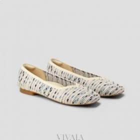  VIVAIA Square Cap V-Cut Flats (Margot 2.0) Płaskie buty niebieskie