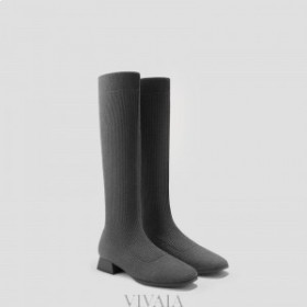  VIVAIA Square-Cap Wodoodporne Wełniane Kozaki do Kolan (Tara Pro) Buty Ciemnoszare