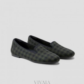  Pantofi VIVAIA cu vârf rotund din tricot țesut (Audrey) Verde olive