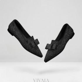  VIVAIA Špicatá čiapka Bow Mokasíny čierna