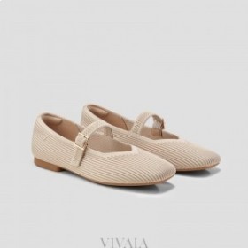  VIVAIA Square Toe Mary-Jane (Margot Mary-Jane) Ploché topánky Mandľové