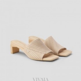  VIVAIA 스퀘어 투 블록 힐 슬라이드(제이드) 샌들 아몬드