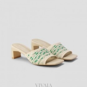  VIVAIA 스퀘어 토 블록 힐 슬라이드(줄리엣) 샌들 그린