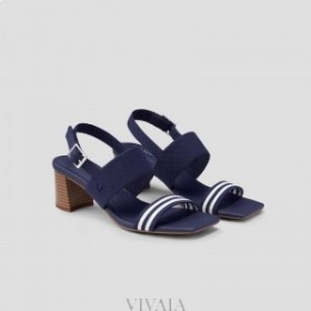  VIVAIA Square-Cap Block Heel Sandaler (Luna) Sandaler Marinblå ränder