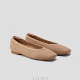  VIVAIA Square-Toe V-Cut Flats (Margot 2.0) Platta skor Latte Chevron