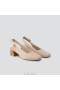  VIVAIA Kare Burun Blok Topuklu (Melody Slingback) Sandaletler Badem