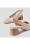  VIVAIA Kare Burun Blok Topuklu (Melody Slingback) Sandaletler Badem