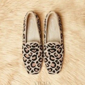  VIVAIA Kare Şapkalı Havlu Örgü Loafer Koyu Leopar