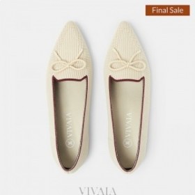 VIVAIA Sivri Başlıklı Fiyonklu Loafer Beyaz