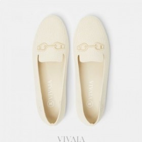  VIVAIA Yuvarlak Burun Desenli Loafer Beyaz