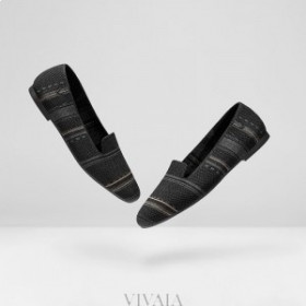  VIVAIA Yuvarlak Burun Çizgili Loafer Siyah