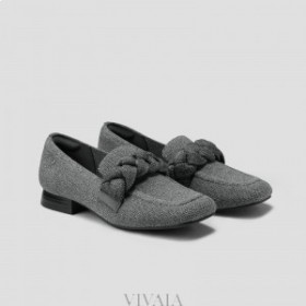  VIVAIA Kare Kapaklı Düğümlü Loafer'lar (Caitlin 2.0) Alçak Ayakkabı Gri