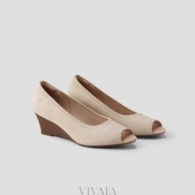  VIVAIA Peep Cap Wedge (Tamia Peep Cap) Yüksek Ayakkabı Badem
