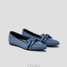  VIVAIA Sivri Başlıklı Fiyonklu Loafer Ayakkabı (Michelle 2.0) Lacivert