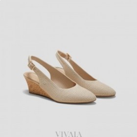 VIVAIA Badem Şapkalı Slingback Wedge Sandaletler (Tamia Slingback Wedge Pro) Sandaletler Badem Tığ İşi