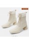  Botas de tacón con cordones y punta cuadrada de VIVAIA en color blanco