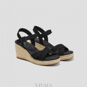  Sandalias de cuña con punta redonda VIVAIA (Sally Pro) Sandalias negras