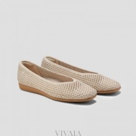  Zapatillas para correr VIVAIA con puntera cuadrada y corte en V (malla Margot Walker) Zapatillas planas de malla color almendra