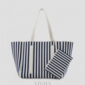 Bolso de mano VIVAIA Hallie-Navy Stripe Rayas azul marino