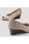  VIVAIA Peep Cap Wedge (Tamia Peep Cap) Hoge schoenen Amandel