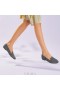  VIVAIA Ronde Teen Gestreepte Loafers Zilvergrijs
