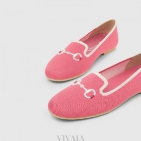  VIVAIA Ronde-Toe Patroon Loafers Koraalrood