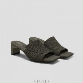  VIVAIA Square-Cap Block Heel Sandalen (Jade Pro) Sandalen Donker Olijfgroen
