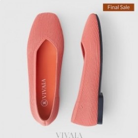  VIVAIA Square Cap V-Cut Flats Platte schoenen Koraal Oranje
