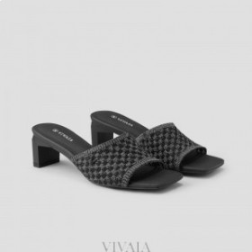  VIVAIA Square-Toe Block Heel Slides (Juliet) Sandalen Zwart