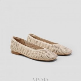 VIVAIA Square-Toe V-Cut Mesh Flats (Margot 2.0) Platte schoenen Amandel Mesh