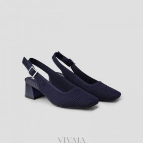  VIVAIA Square-Toe Block Heels (Melody Slingback) Sandalen Marineblauw