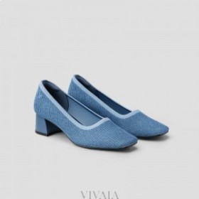 VIVAIA Square-Toe Chunky Heels (Melody) Hoge schoenen Blauw