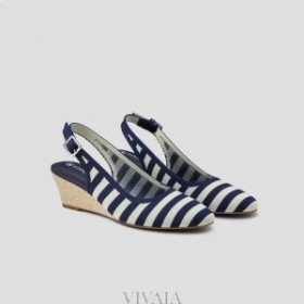 VIVAIA Almond Cap Slingback Wedge Heel Sandal (Tamia Slingback Wedge) Sandalen Marineblauwe Strepen