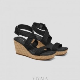  VIVAIA Square-Cap Slingback Wedge Sandals (Lyla) Sandaalit Musta