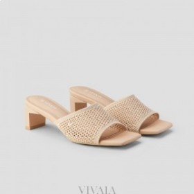  VIVAIA Square-Toe Block Heel Slides (Juliet) Sandaalit Almond Mesh