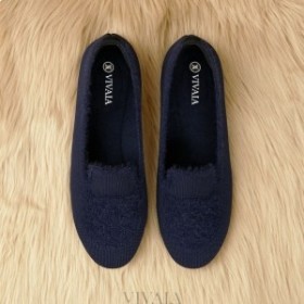  VIVAIA Pyöreävarvas Faux Mink-Knit Loafers Navy