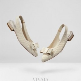 VIVAIA Teräväkärkiset Bow Sling-Back Sandaalit Valkoiset