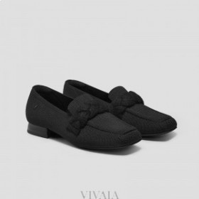VIVAIA Square Cap Knot Loafers (Caitlin 2.0) Musta
