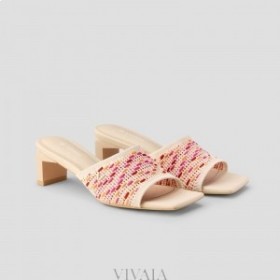  VIVAIA Square-Toe Block Heel Slides (Juliet) Sandaalit Pinkki