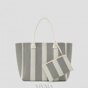 Sac à main VIVAIA Maia-Cream Ivory & Black Blanc Noir