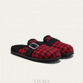  Chaussons VIVAIA à bout rond en tricot de vison synthétique (noisette) Mules Rouge