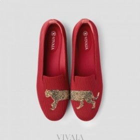  Mocassins brodés à bout rond VIVAIA (Audrey) Rouge