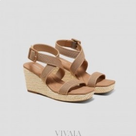  VIVAIA Slingback-Keilsandalen mit quadratischer Spitze (Lyla) Sandalen Muskat