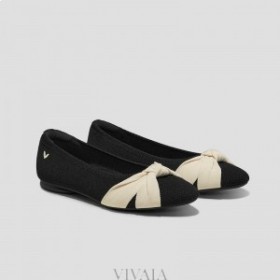  VIVAIA Almond Cap Knotted Flats (Bibi) Flache Schuhe Schwarz Weiß