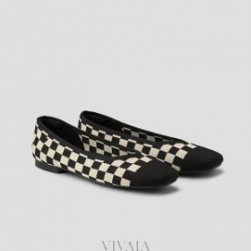  VIVAIA Square Cap V-Cut Flats (Margot 2.0) Flache Schuhe Checker